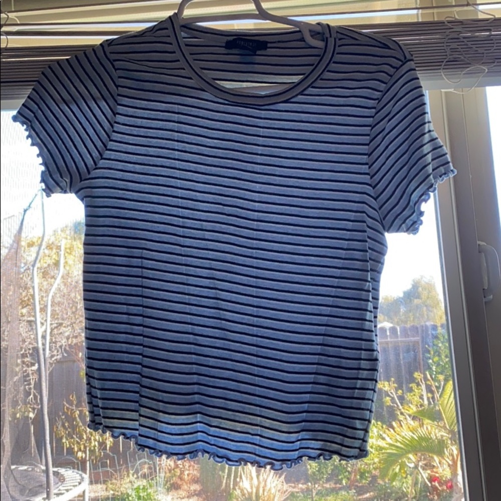 Blue and Black Ruffled Forever 21 Top